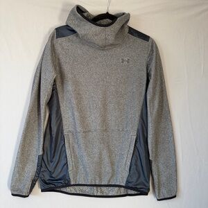 Under Armour Womens ColdGear Infrared Hooded Sweatshirt S Grey Logo Athleisure